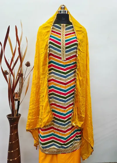Stylish Cotton Silk Embroidered Dress Material with Dupatta