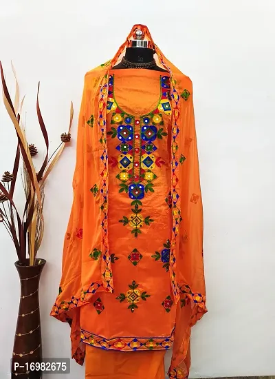Elegant  Chanderi Cotton  Dress Material with Dupatta For Women-thumb0