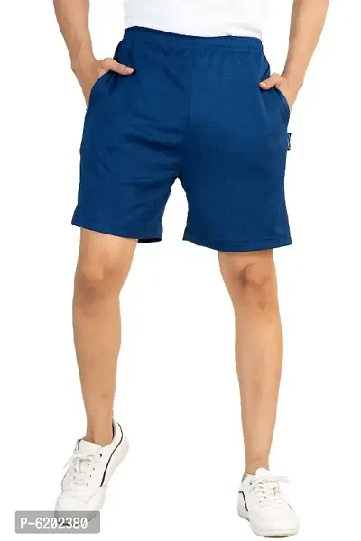 Elegant Blue Cotton Self Pattern Regular Shorts For Men-thumb0