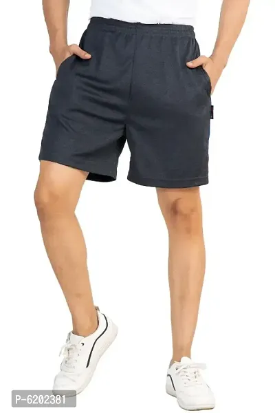 Elegant Black Cotton Self Pattern Regular Shorts For Men