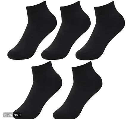 PACK OF 5 - Mens Stylish Branded Regular Ankle Length Socks - BLACK-thumb0