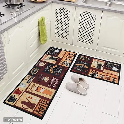 RRCRAFTS Printed Kitchen Floor Mat  Runner with Anti Skid Backing, Set of 2 (40 x 130  40 x 60 cm)-thumb0