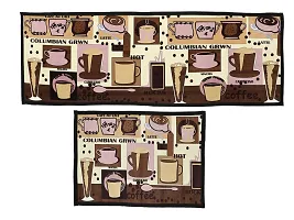 Designer Brown Polyester Printed Rugs Size 48 x 16 Inches Set Of 2-thumb1