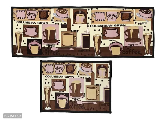 Designer Brown Polyester Printed Rugs Size 48 x 16 Inches Set Of 2-thumb2