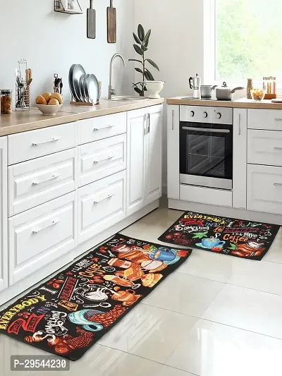 RRCRAFTS Printed Kitchen Floor Mat  Runner with Anti Skid Backing, Set of 2 (40 x 130  40 x 60 cm)-thumb0