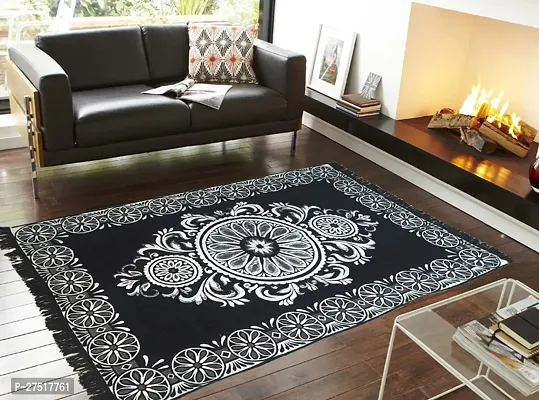 Designer Black Polyester Printed Carpets Size (5X7 Feet)-thumb0