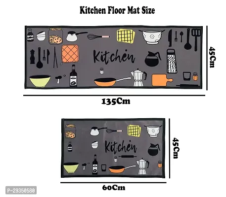 RRCRAFTS Printed Kitchen Floor Mat  Runner with Anti Skid Backing, Set of 2 (40 x 130  40 x 60 cm)-thumb4