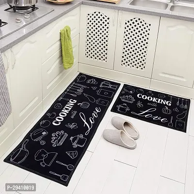 RRCRAFTS Printed Kitchen Floor Mat  Runner with Anti Skid Backing, Set of 2 (40 x 130  40 x 60 cm)-thumb0