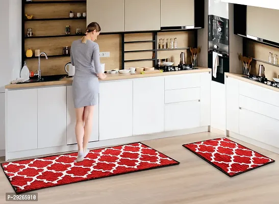 Micro Kitchen Floor Mat  Runner with Anti Skid Backing, Set of 2 (40 x 130  40 x 60 cm)-thumb0