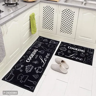 Printed Kitchen Floor Mat  Runner with Anti Skid Backing, Set of 2 (40 x 130  40 x 60 cm)-thumb0