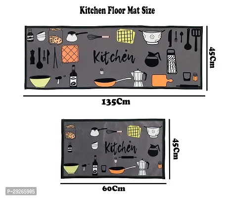 Printed Kitchen Floor Mat  Runner with Anti Skid Backing, Set of 2 (40 x 130  40 x 60 cm)-thumb3