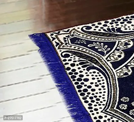 Designer Blue Polyester Printed Carpets Size (5X7 Feet)-thumb2