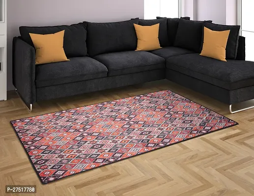 Designer Pink Polyester Printed Carpets Size (86x137 cm)