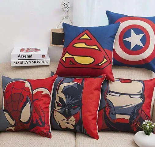 Jute Cotton Printed Cushion Covers Set of 5 Pieces