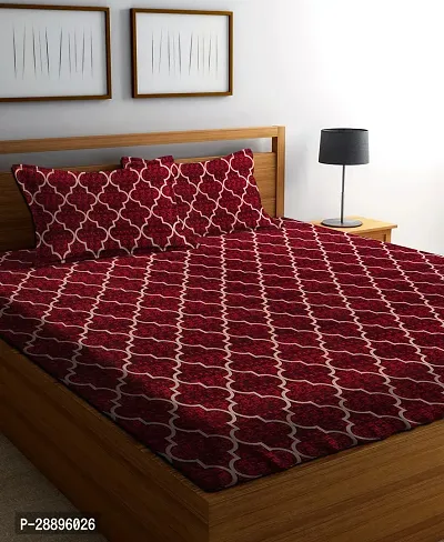 RRCrafts 144 TC Microfibre Maroon Double Bedsheet with 2 Pillow Covers