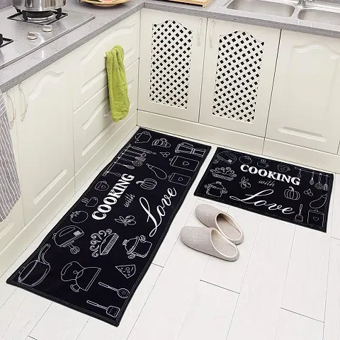 MVD Washable Kitchen Floor Mats Runner, Anti Skid Latex Backing Set of 2,18x55 inch Runner,17x26 inch Mat,(Multi Color 21)