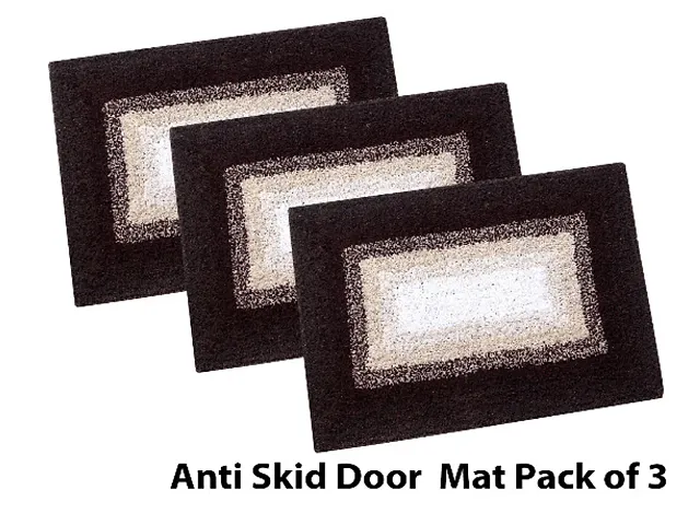 Stylish Abstract Cotton Door Mat with anti skid Back Pack of 3