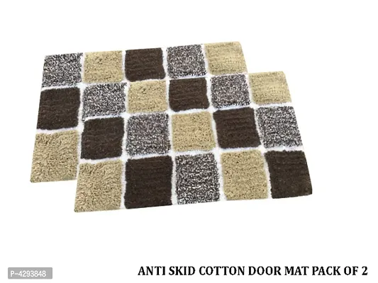 Abstract Soft Cotton Door Mat with Anti Skid Back pack of 2