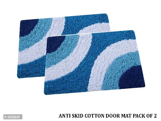 Abstract Soft Cotton Door Mat with Anti Skid Back pack of 2
