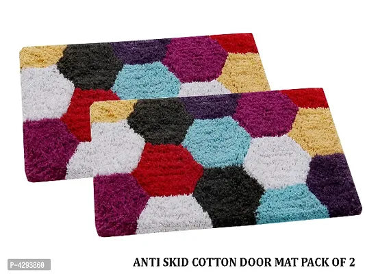 Abstract Soft Cotton Door Mat with Anti Skid Back pack of 2-thumb0