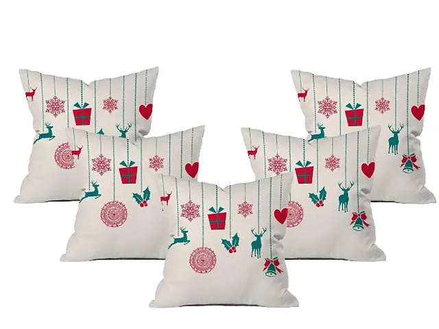 Polyester Blend Printed Cushion Cover Set of 5