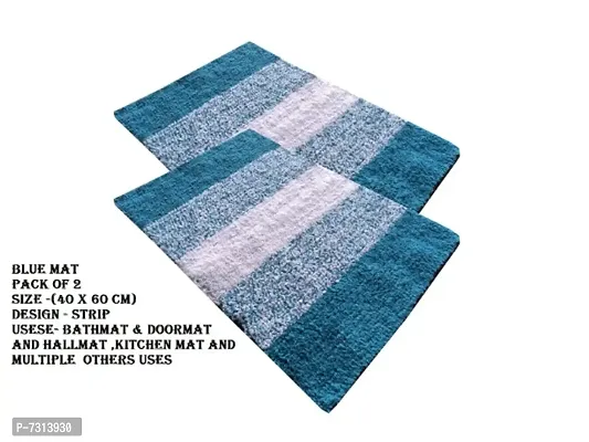 Bathmat For doormat  hall mat Multicolor Cotton door mat with anti skid pack of 2 Mats-thumb0