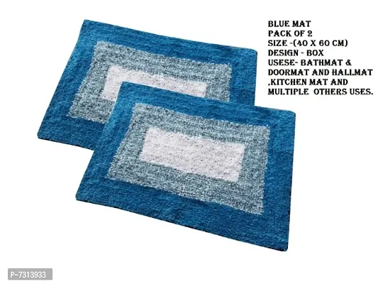 Bathmat For doormat  hall mat Multicolor Cotton door mat with anti skid pack of 2 Mats-thumb0