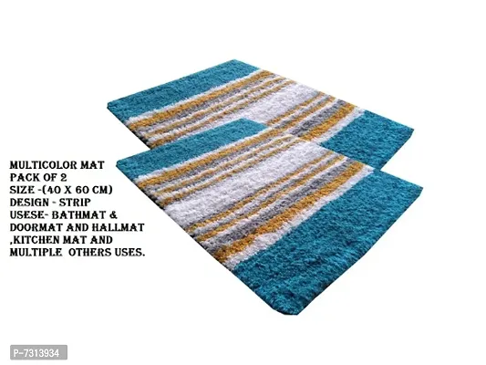 Bathmat For doormat and hall mat Multicolor Cotton door mat with anti skid pack of 2 Mats-thumb0