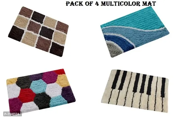 Exclusive Premium Multicolor Cotton door mat with anti skid mat Set of 4