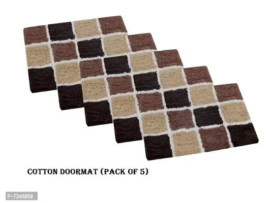 Exclusive Premium Multicolor Cotton door mat with anti skid mat Set of 5-thumb0