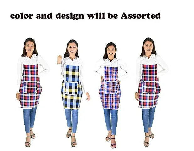 Stylish Apron For Men  Women |Cotton with waterproof safety |Multi Colour with Front Pocket combo
