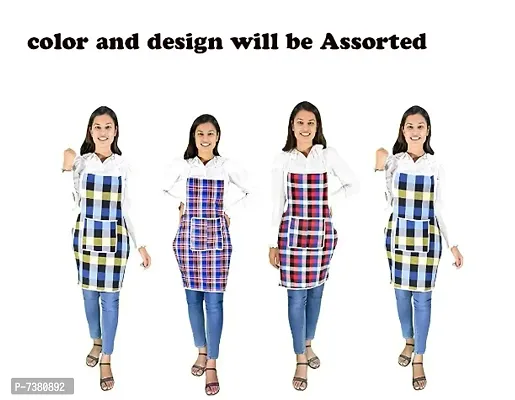 Apron For Men  Women |Cotton with waterproof safety |Multi Colour with Front Pocket (pack of 4)