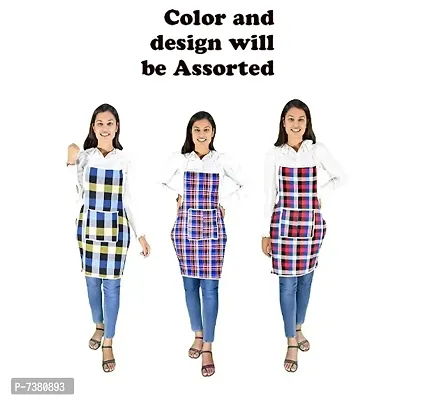 Apron For Men  Women |Cotton with waterproof safety |Multi Colour with Front Pocket (pack of 3)