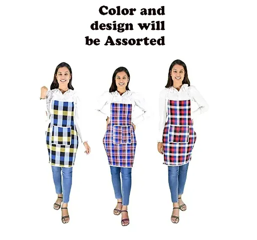 Stylish Apron For Men  Women |Cotton with waterproof safety |Multi Colour with Front Pocket combo