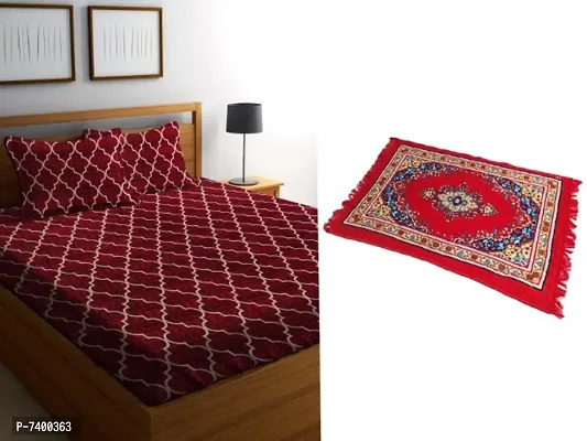 Double Bedsheet with 2 Pillow Covers and Multipurpose Rug Mat 4Ft X 2 Ftnbsp;(combo set)