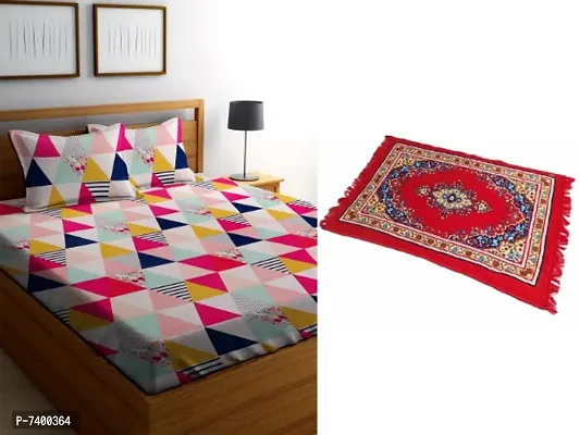 Double Bedsheet with 2 Pillow Covers and Multipurpose Rug Mat 4Ft X 2 Ftnbsp;(combo set)