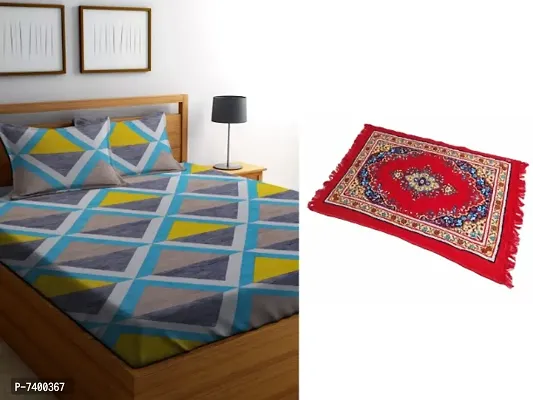 Double Bedsheet with 2 Pillow Covers and Multipurpose Rug Mat 4Ft X 2 Ftnbsp;(combo set)