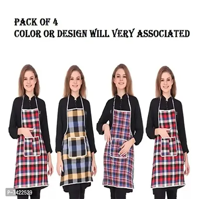 Apron For Men  Women |Cotton with waterproof safety |Multi Colour with Front Pocket (Pack of 4)