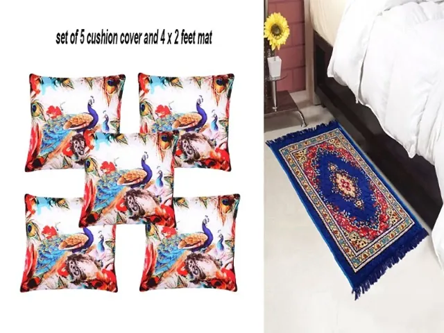 Cushion Covers Pack Of 5  Rug Mat (4X 2 Ft) Combo Vol 5