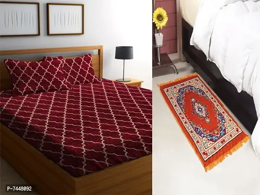 Double Bedsheet with 2 Pillow Covers and Multipurpose Rug Mat 4Ft X 2 Ftnbsp;(combo set)