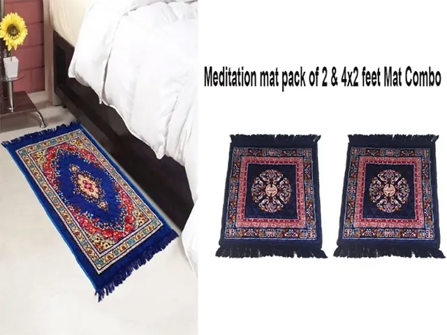 (4*2 Ft)&nbsp;Rug Mat With 2 Meditation Mat Combo