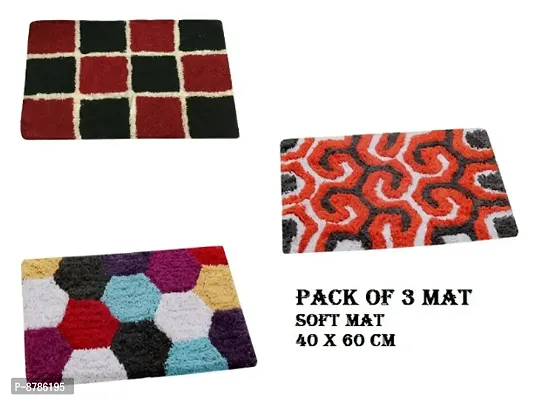 Soft Cotton Mats with Anti Skid Mat 40 X 60 Cm Pack Of 3