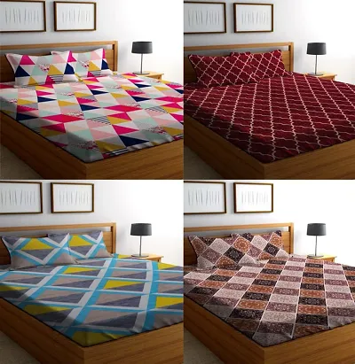 Glace Cotton Double Bedsheet Combo Of 4