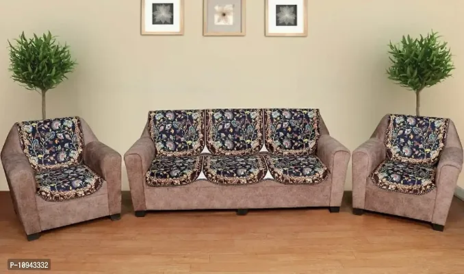 Floral Heavy Net 5 Seater Sofa Cover Set -1 Long Back  1 Long Seat Cover for 3 Seater Sofa, 2 Back  2 seat Covers for Single Seat Sofa(Pack of 6)