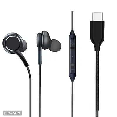 USB Type-C Wired in Ear Earphones with Mic for vivo iQOO 9 Wired Type C Earphone with Mic USB Type C Headset (Black) (for Samsung Galaxy Note 10 / Note 10 Plus) J1F2-thumb0