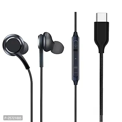 USB Type-C Wired in Ear Earphones with Mic for vivo iQOO U5 Wired Type C Earphone with Mic USB Type C Headset (Black) (for Samsung Galaxy Note 10 / Note 10 Plus) J1F2