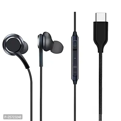 in Ear Type C Wired Earphones for vivo Y78 in Ear Type C Wired Earphones with Mic, Braided 1.2 Metre Cable, Metallic Design, 10mm Drivers, in Line Mic  Volume Controller (Black, J1F9)
