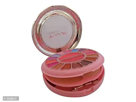 Premium All-In-One Waterproof Makeup Kit Blusher, Eye Shadow, Compact Powder, Lip Color, 2 Brushes  Puff