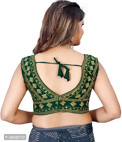 Reliable Green Silk Blend Embroidered Stitched Blouse For Women-thumb2