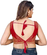 Reliable Red Silk Blend Embroidered Stitched Blouse For Women-thumb1